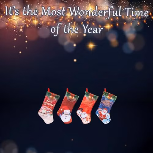 VFM e-Store Christmas Stocking in Assorted Multicolour Designs, H 43.2 cm x W 22.8 cm – 3