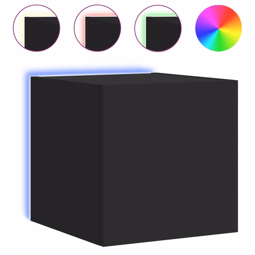 Berkfield Home Set of 2 Modern Black MDF TV Wall Cabinets with LED Lights, W/D/H: 35 x 30.5 x 30 cm – 5