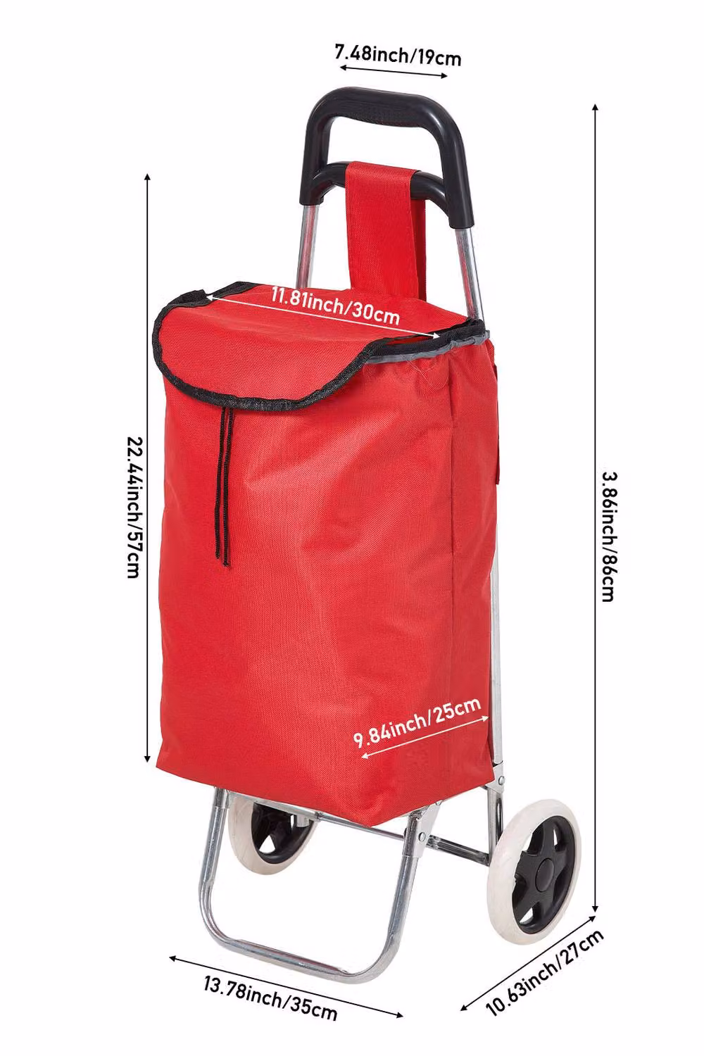 Living and Home Portable 2-Wheel Shopping Trolley in Red – 4