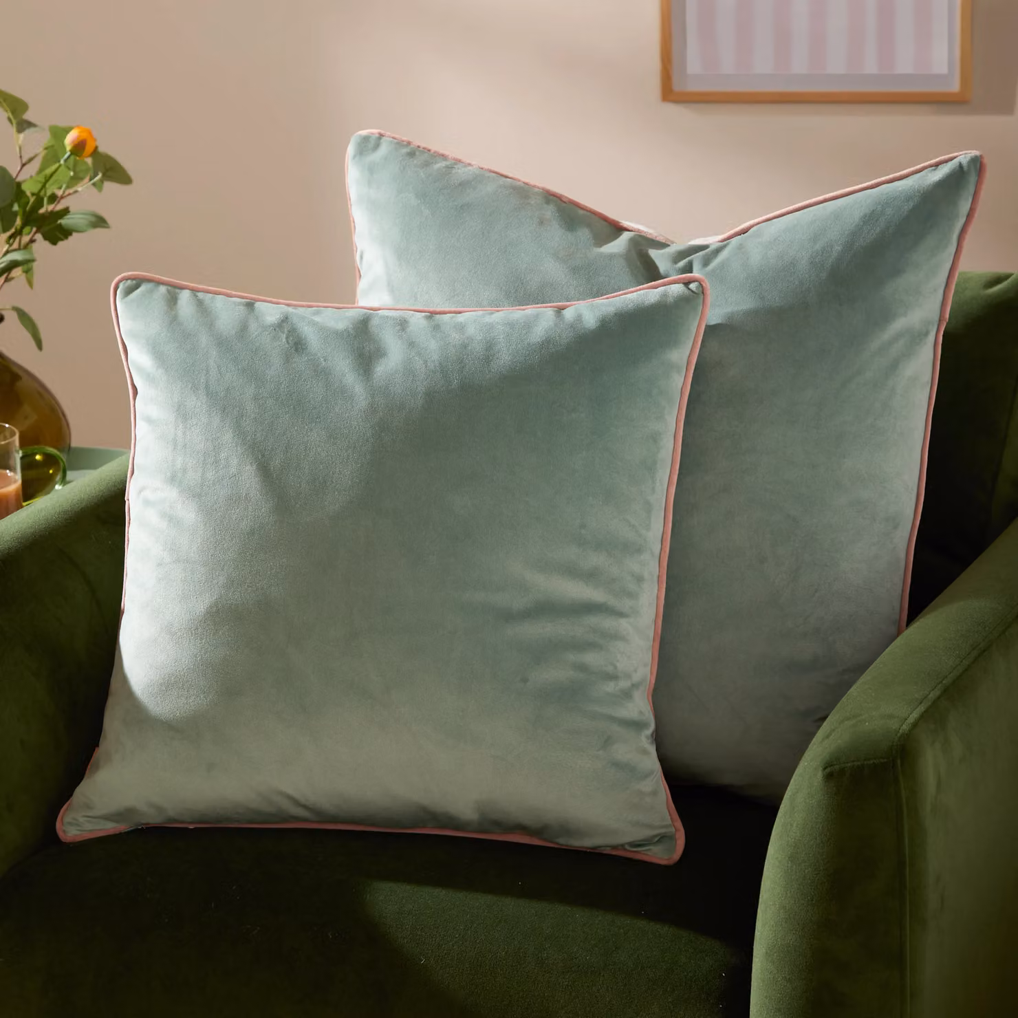 Furn Meridian Velvet Piped Square Cushion in Pale Blue, W/D/H: 55 x 55 x 55 cm – 5