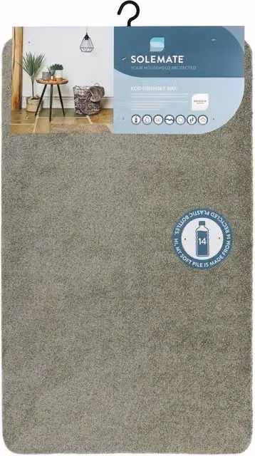 SOLEMATE Eco-Friendly Rectangular Door Mat in Black and Grey
