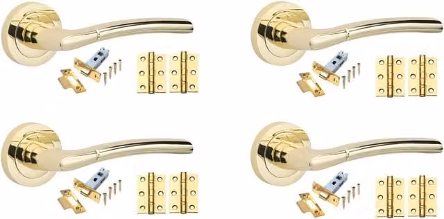 Golden Grace Brass Internal Door Handle Set in Gold