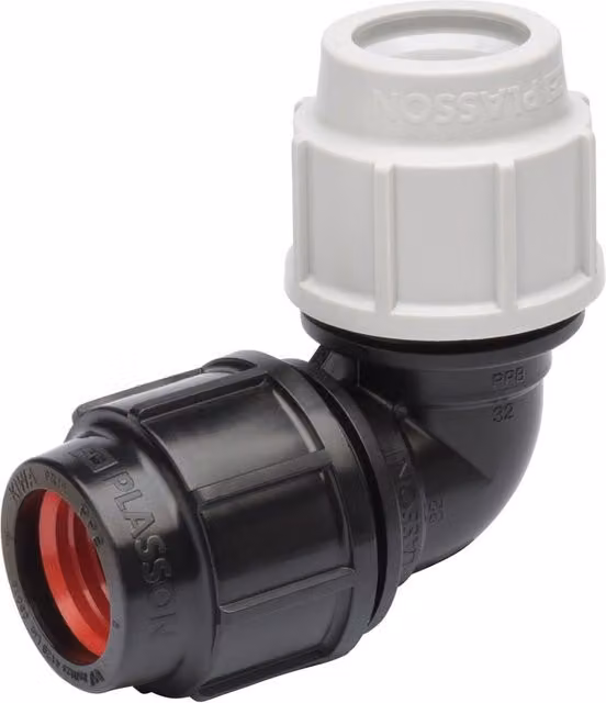 Plasson Grey Plastic Pipe Fitting 20mm x 1/2" 90 Degree Elbow PL0705M0020005