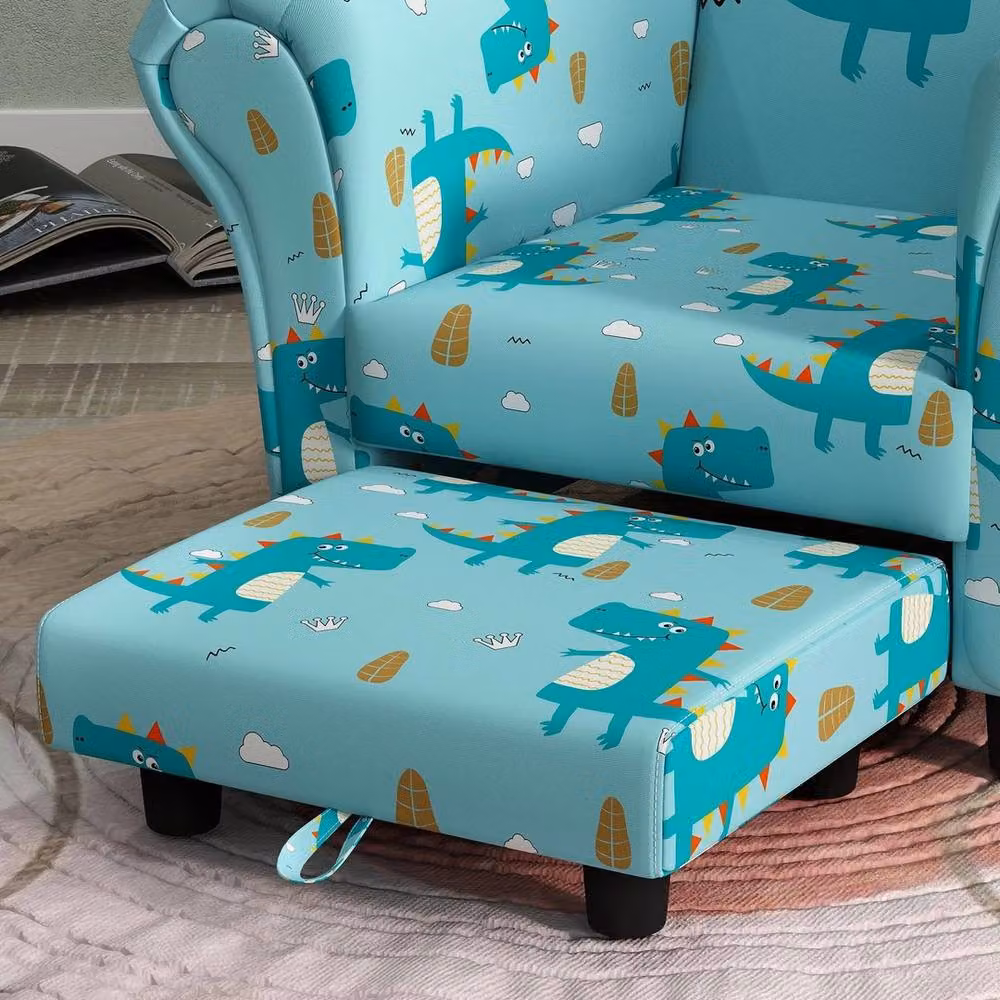 FORGEVIO Toddler Sofa Set with Armchair and Matching Footrest in Blue – 4