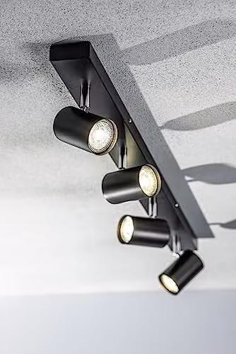 CGC Lighting Black Aluminium GU10 Four Head Adjustable LED Ceiling Bar Spotlight – 1