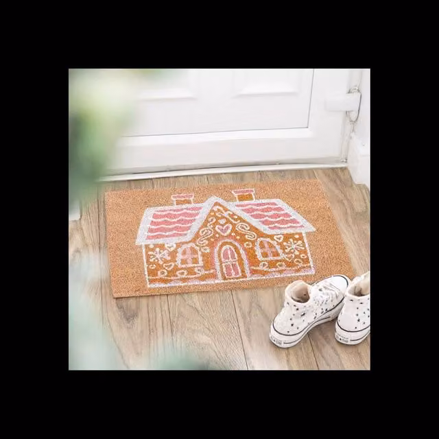 KDMD Pink Gingerbread House Christmas Coir Doormat, Medium – 1