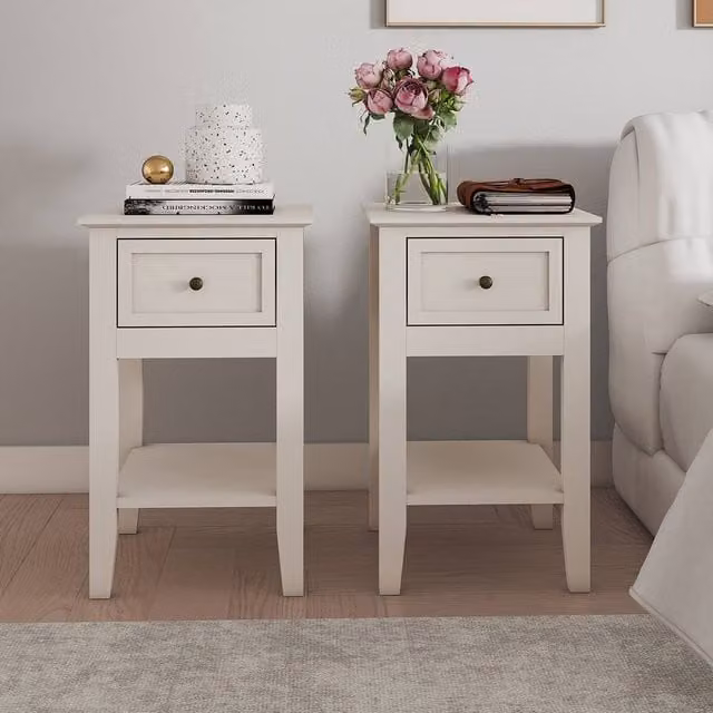 Melody Maison Rowley Pair Of One Drawer Bedside Tables in Pale Cream