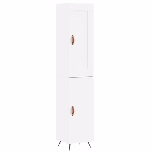 vidaXL White Highboard in Engineered Wood with Hinged Doors, W/D/H: 34.5 x 31.6 x 180 cm – 1