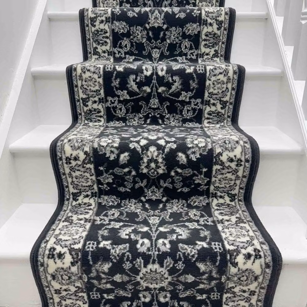 runrug Traditional Stair Runner Carpet in Dark Grey, W: 70 cm x L: 690 cm – 3