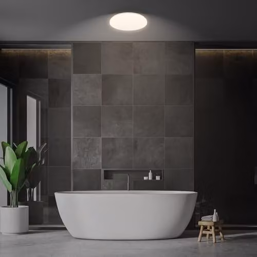 Briloner LED Bathroom Ceiling Light, Warm White, IP54, White, W/D/H: 27 x 27 x 6.5 cm – 3