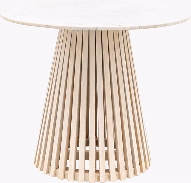 Perch & Parrow Linear Marble Round Dining Table in White