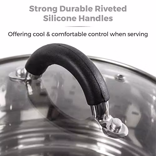 Tower T80836 3-Tier Stainless Steel Steamer with Tempered Glass Lid and Encapsulated Base, Silver – 4