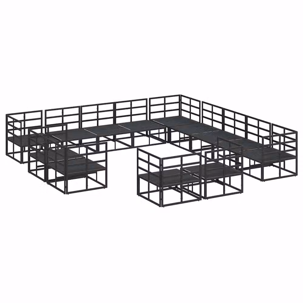 Berkfield Home 13 Piece Modern Garden Sofa Set in Black with Powder Coated Aluminium Frame, W/D/H: 353 x 353 x 71 cm – 4