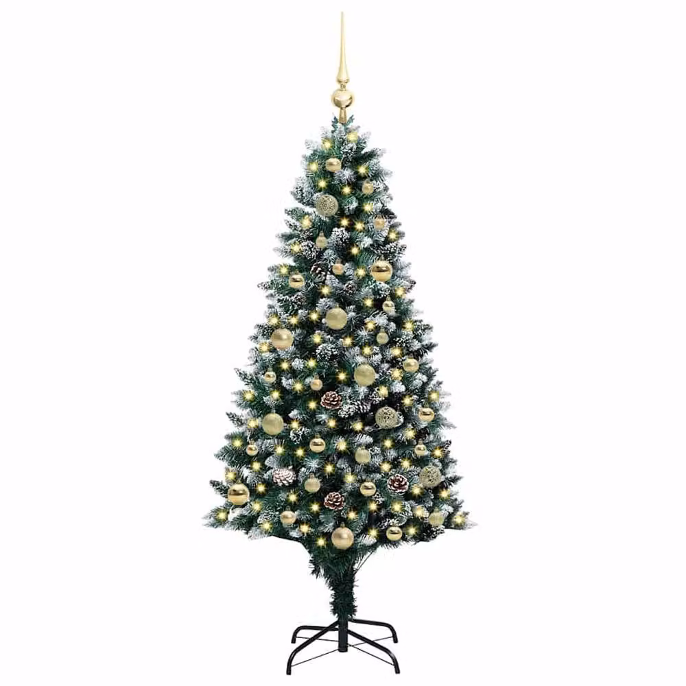 Berkfield Home Artificial Green Christmas Tree with 150 Warm White LEDs and Stand, Height: 150 cm – 3