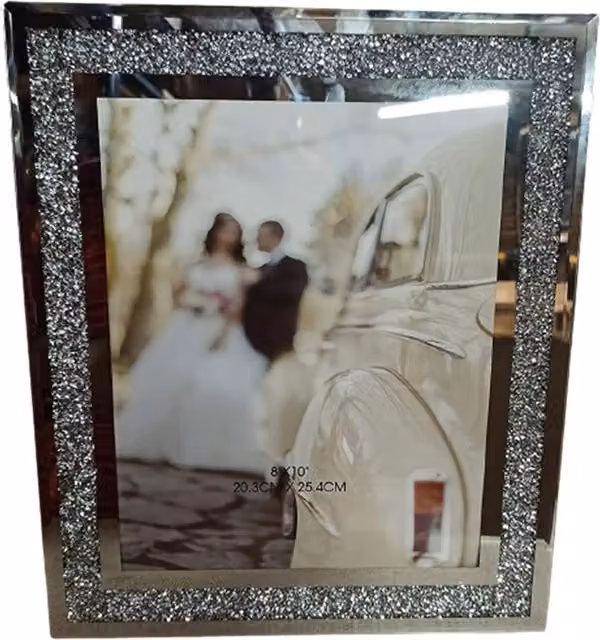 Comfort You Silver Crushed Crystal Diamante Single Rectangular Tabletop Photo Frame