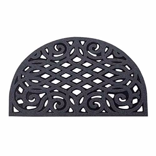 Nicoman Semicircular Rubber Outdoor Doormat in Grey, W/D/H: 75 x 45 x 44 cm