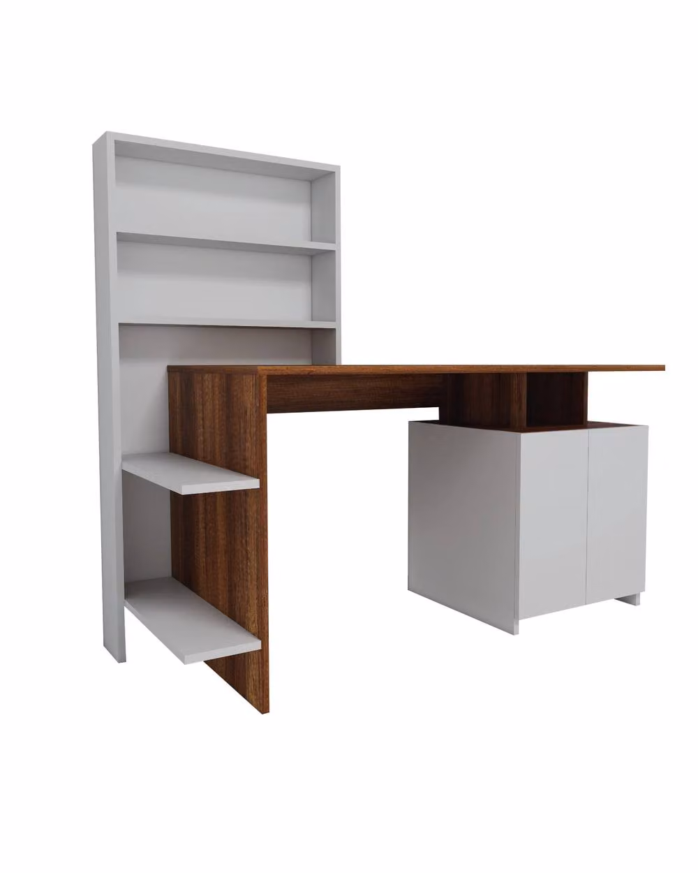 Destina Home Melis Computer Desk with Cabinets and Shelves in Brown – 2