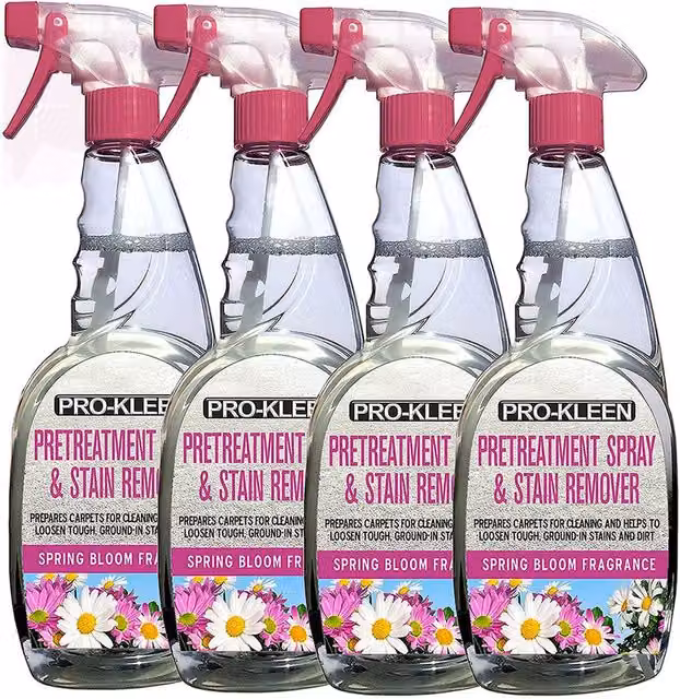 ProKleen Carpet and Upholstery Pre-Treatment and Stain Remover Spray, 4 x 750ml, White
