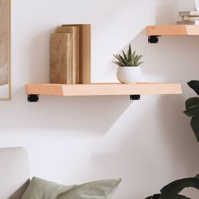 Berkfield Home Wall Mounted Oak Shelf in Light Tan, W: 60 cm, D: 30 cm, H: 2-6 cm – 1