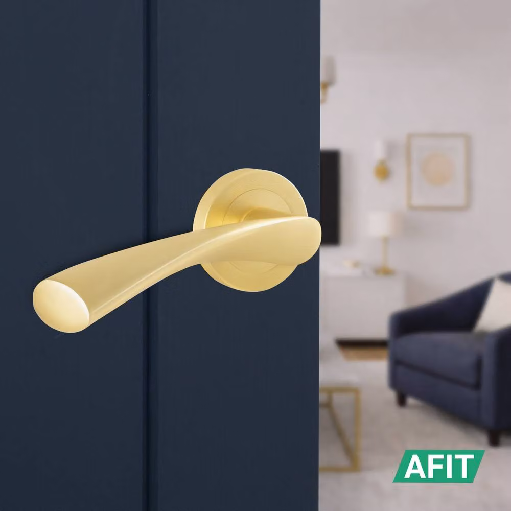 AFIT Novi Satin Brass Fire Door Handles, Round Rose, Gold, 1 Pair – 4