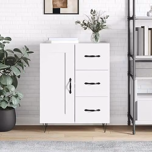 vidaXL White Classic Sideboard in MDF and Metal, W/D/H: 69.5 x 34.0 x 90.0 cm – 2