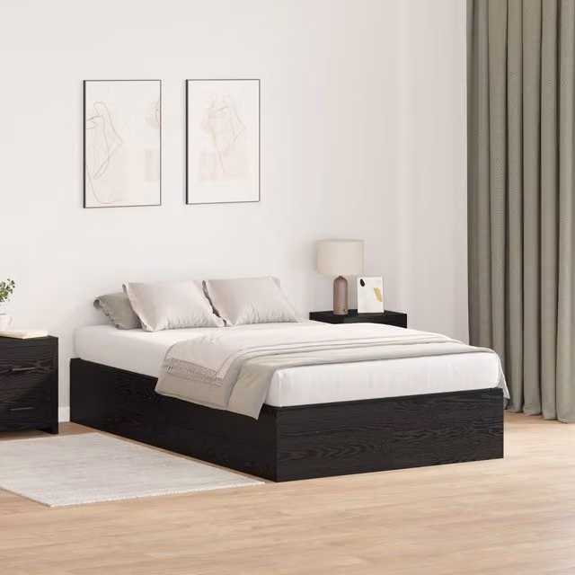 Berkfield Home Modern Storage Bed Frame with Drawers in Black Oak, W/D/H: 120 x 200 cm – 1