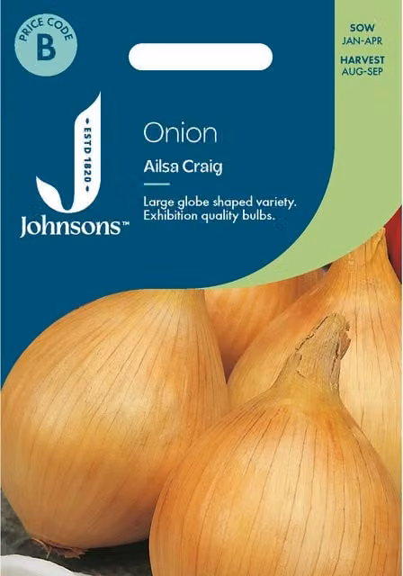 Johnsons Seeds Ailsa Craig Onion Spring Vegetable Seeds, Brown
