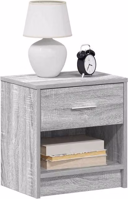 Berkfield Home Bedside Cabinet with Drawer in Grey Sonoma and Black, W: 39 cm, D: 28 cm, H: 41 cm – 1