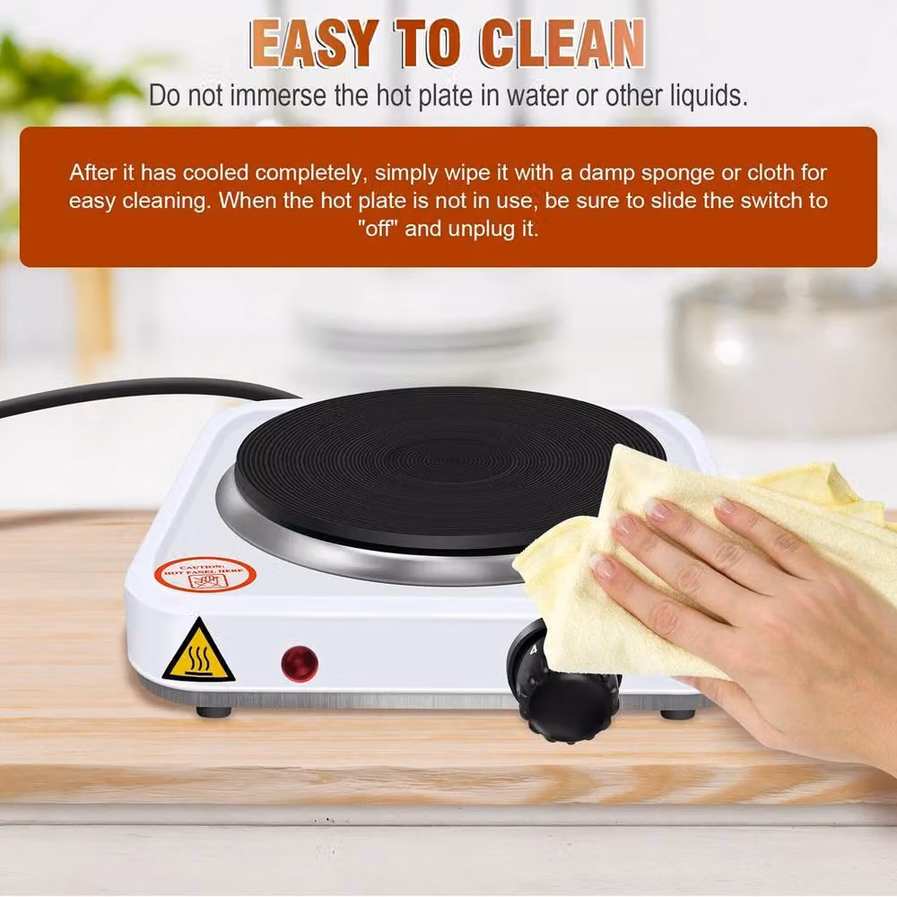 FLAVORA Single Electric Hot Plate Table Top Hob in White – 5