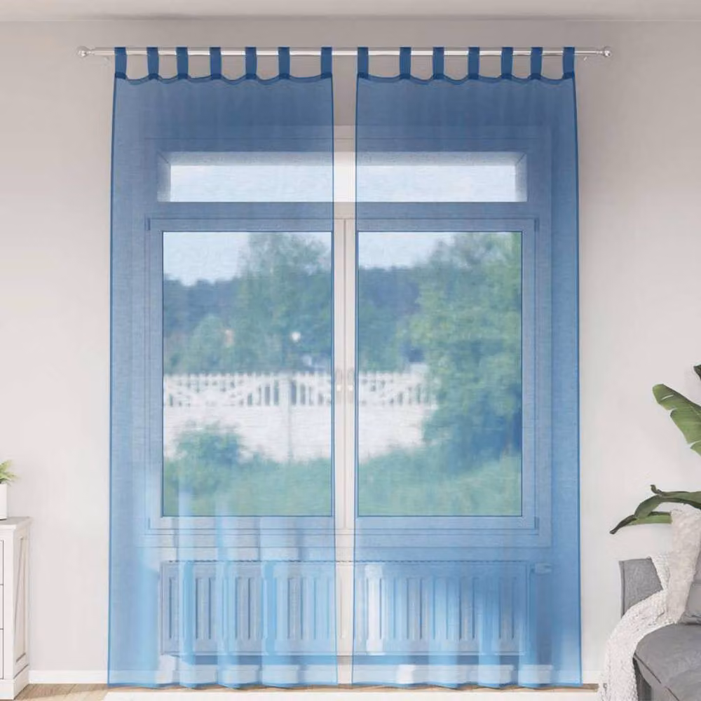 Berkfield Home Voile Fabric Panel Curtains with Tabs, Blue, W: 140 cm, H: 260 cm, 2 Pack – 2