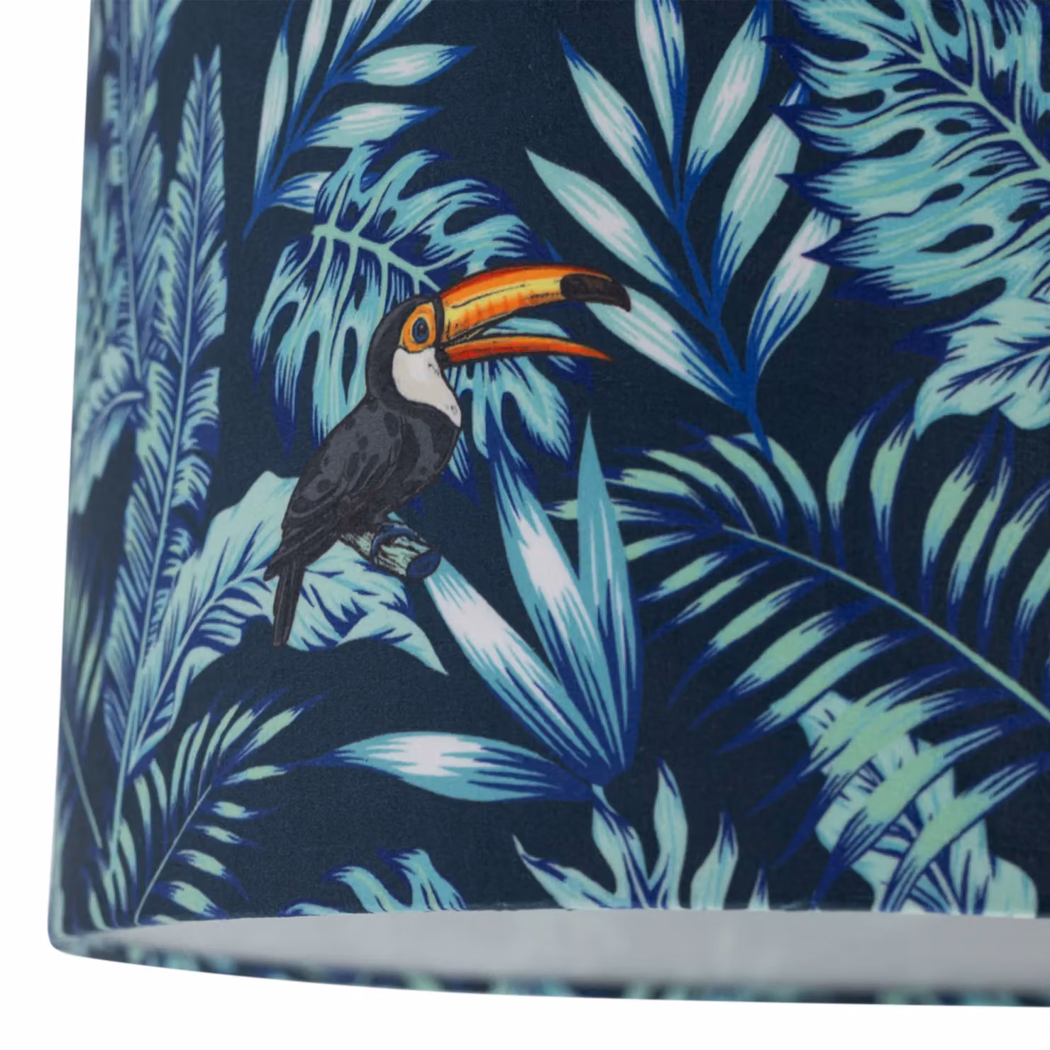 First Choice Lighting Toucan Blue Velvet Fabric Pendant or Table Lamp Shade, Diameter: 30 cm – 3