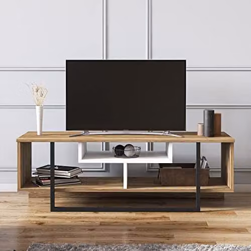 Decorotika Asal Media Unit for 55-Inch TVs, Black and White, W/D/H: 120 x 35 x 40 cm