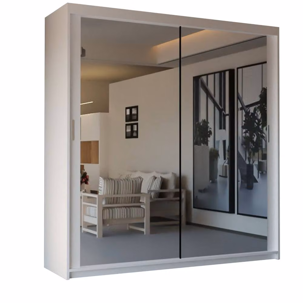 Sliding Wardrobes 4U Modern Double Sliding Door Wardrobe in White, W/H: 150 x 217 cm – 2