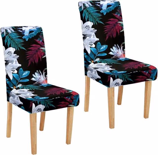 Roseley Floral Pattern 22/2 Stretch Dining Chair Covers in Red and Multicolour