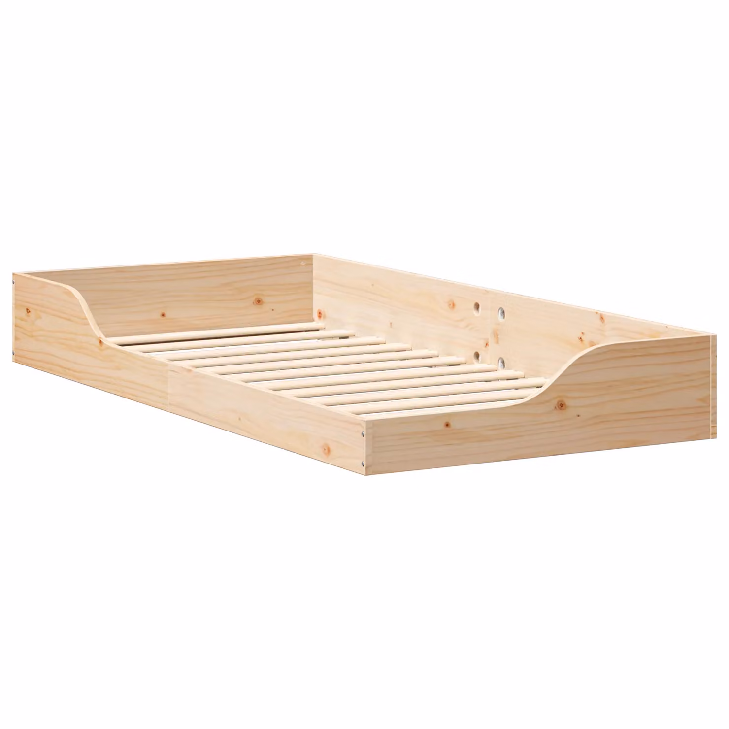 Berkfield Home Modern Floor Bed Frame in Brown and Beige, Solid Pine Wood, W: 75 cm, L: 190 cm – 2