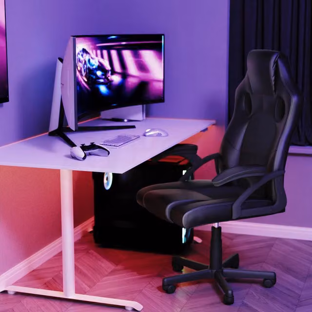 Vida Designs Coma Racing Gaming Chair in Black with Synthetic Leather and 360 Degree Swivel