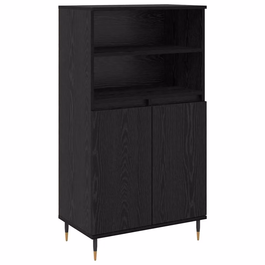Berkfield Home Modern Black Matt Highboard with Internal Shelves and Hinged Doors in MDF – 2