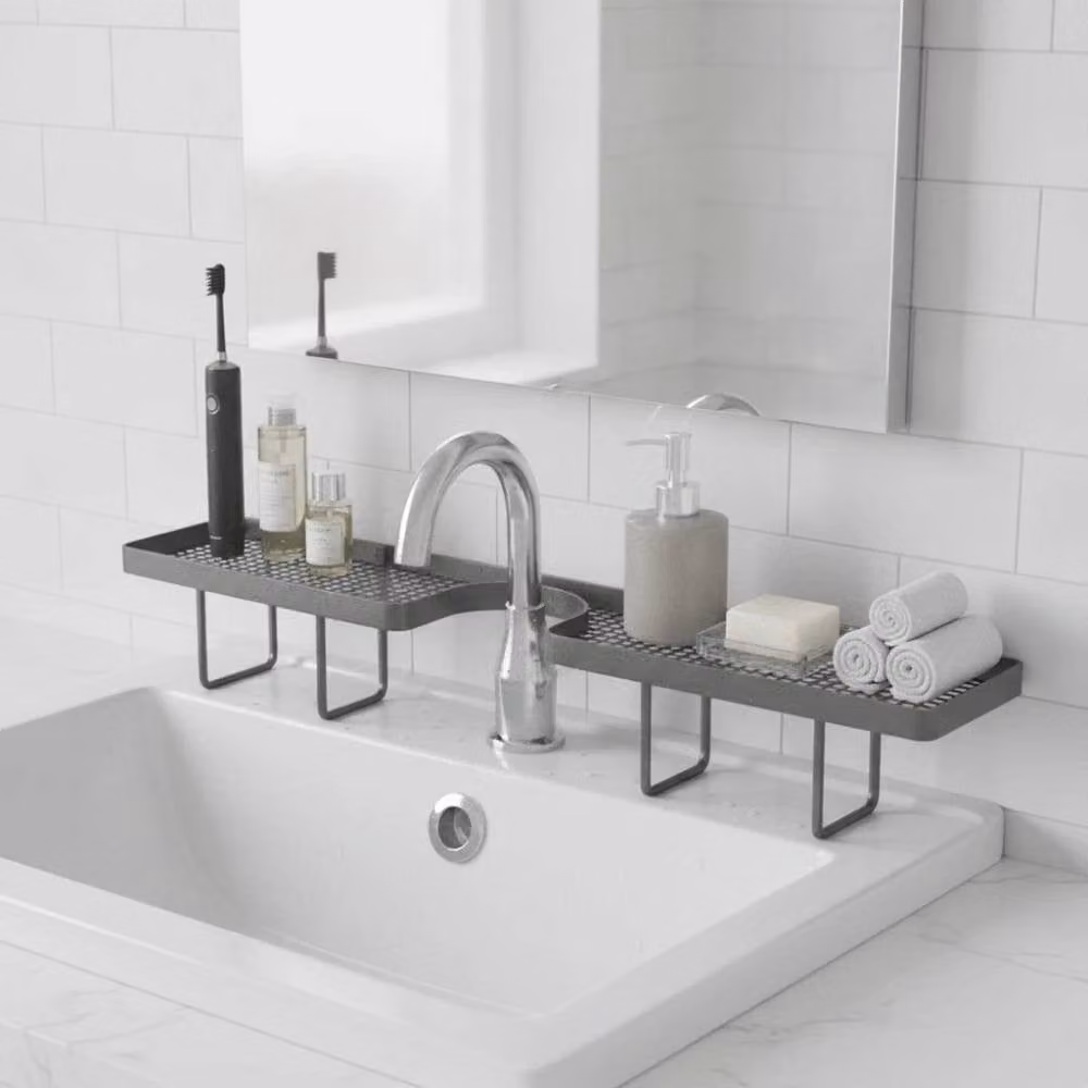 FORGEVIO Black No-Drill Wall-Mounted Bathroom Storage Rack, Width: 180 cm – 2