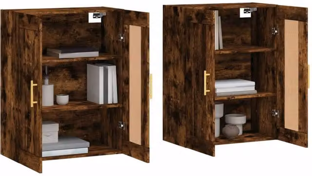 Berkfield Home Wall Mounted Cabinets, 2 Piece Set in Smoked Oak Brown Engineered Wood – 1