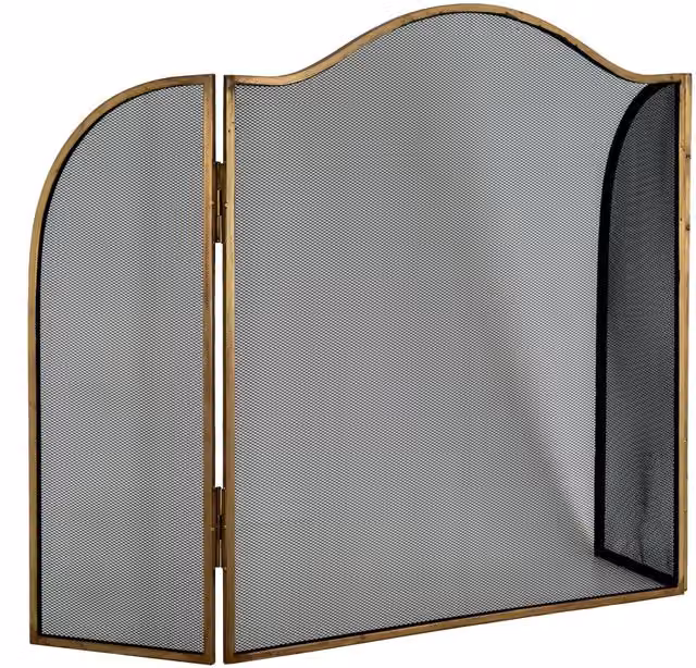 KDMK Antiqued Brass Large Vintage Style Fireplace Protector in Grey