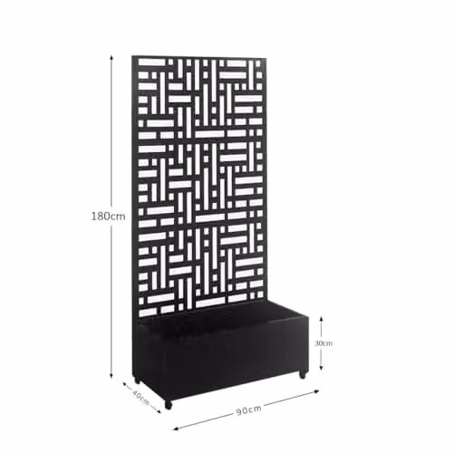 Nicoman Metal Freestanding Outdoor Privacy Screen with Plant Pot in Black or Anthracite, W/H: 90 x 180 cm – 2