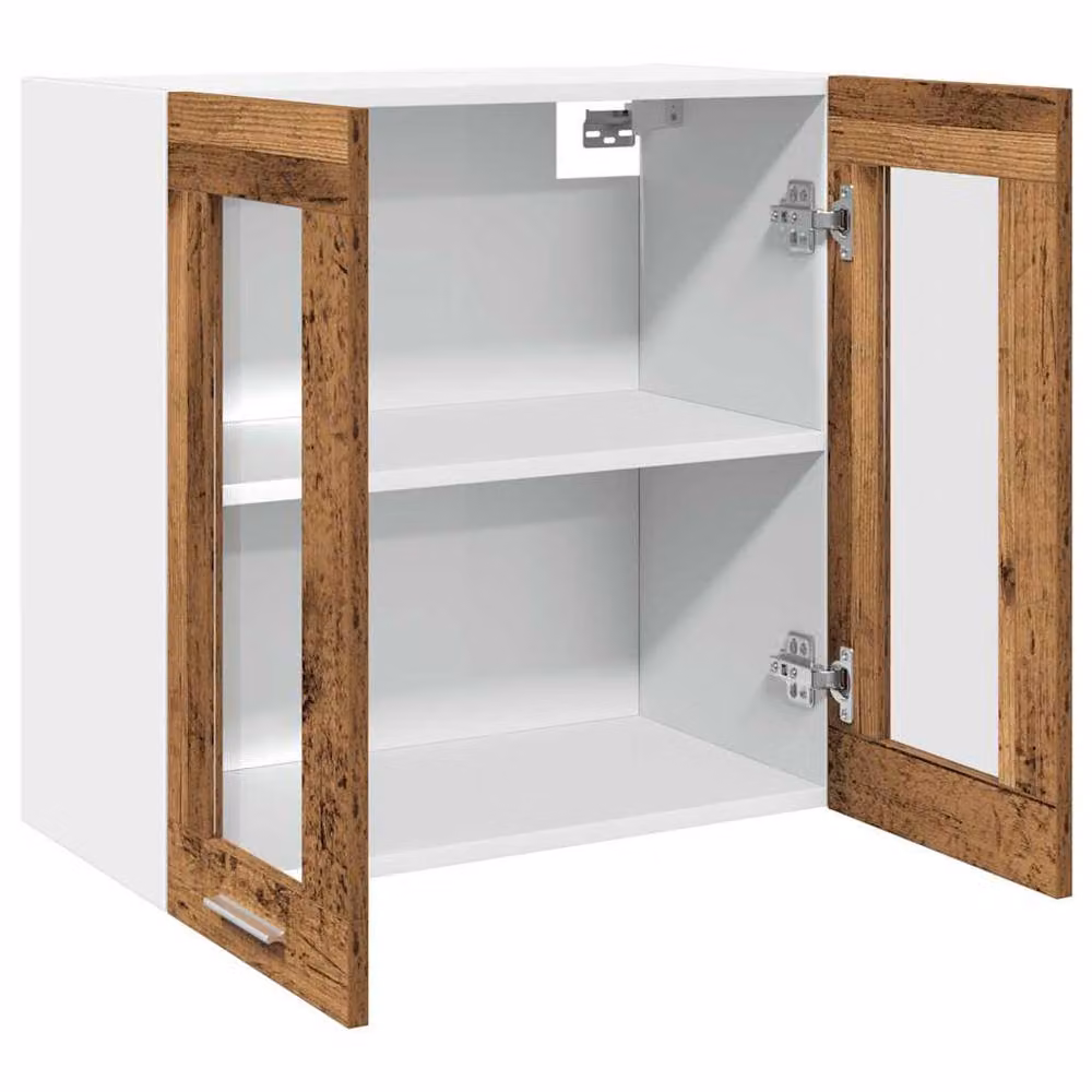 Berkfield Home Kitchen Wall Cabinet with Glass Doors in Brown Old Wood, W/D/H: 60 x 31 x 60 cm – 3