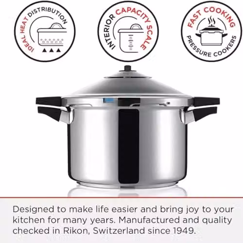 Kuhn Rikon Stainless Steel and Aluminium Pressure Cooker Multi Cooker Pot, Silver, 4L, Diameter: 24 cm – 5