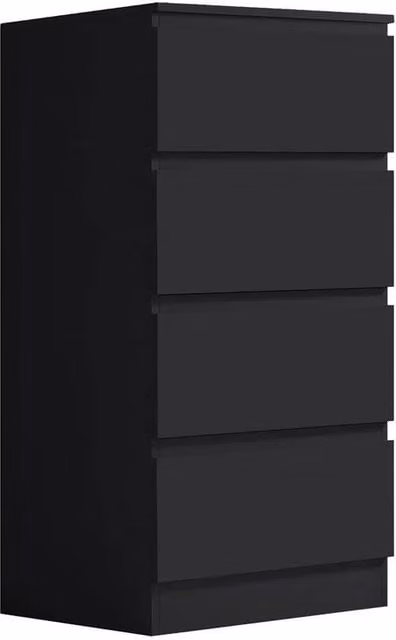FORGEVIO 4-Drawer Chest of Drawers in Matt Black Metal for Bedroom Storage