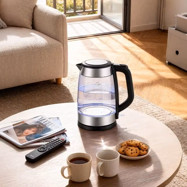 Livingandhome 1.7 l Black Glass Electric Kettle with Auto Shut-off