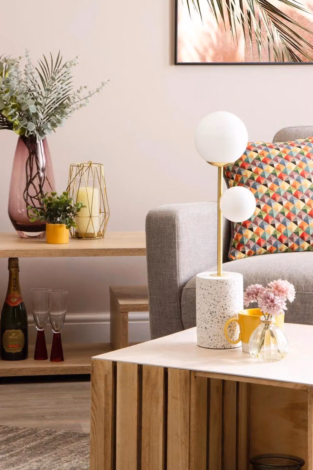 BHS Lighting Terrazzo Forella Table Lamp in White and Gold/Brass – 2