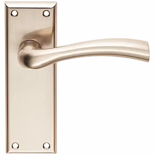 Loops Chunky Curved Tapered Handle on Latch Backplate, Satin Nickel, W: 15.0 cm, H: 15.0 cm, D: 6.35 cm