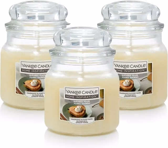 Yankee Candle Sugared Pears Fruity Scented Set of 3 in Beige and White