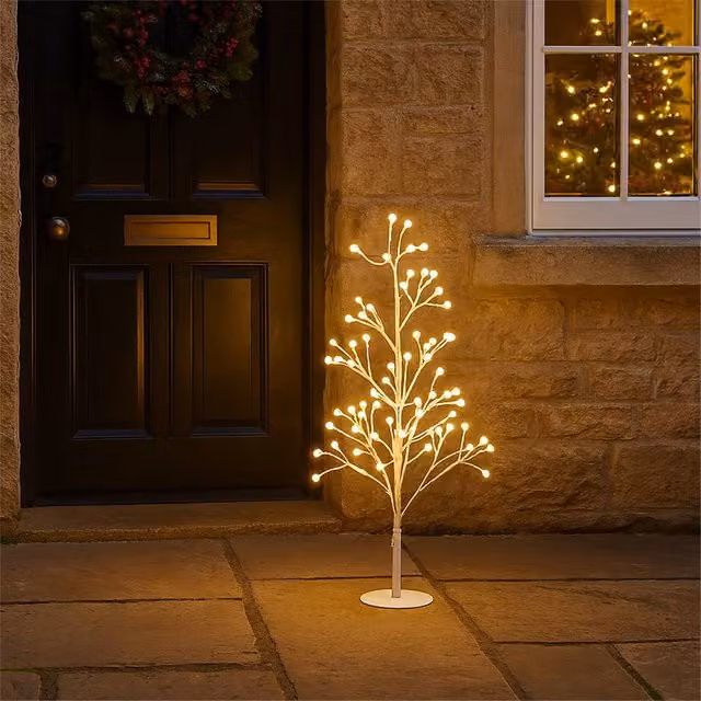 Xmas Haus White Micro LED Christmas Tree with 96 Warm White Lights, Height: 90 cm