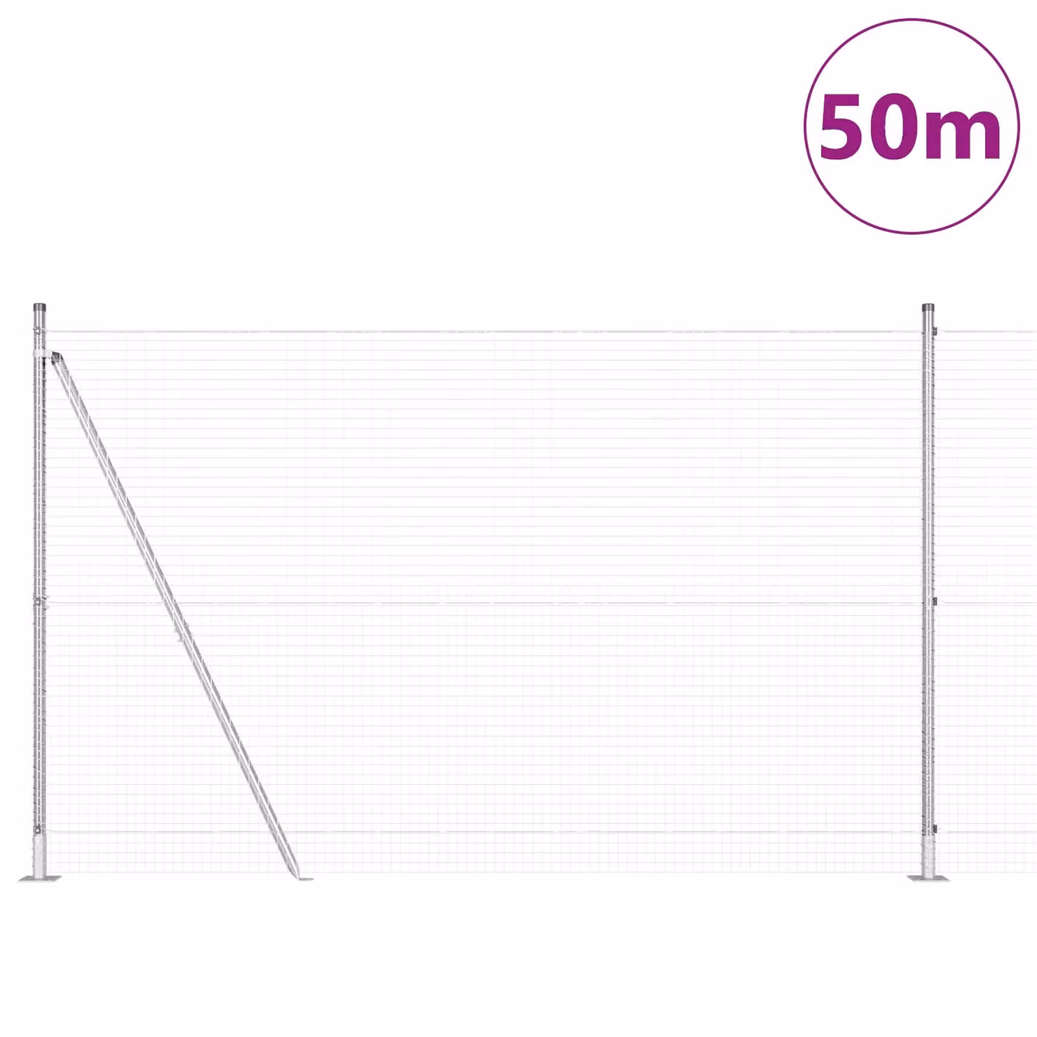 Berkfield Home Welded Wire Fence with 13 Flanged Posts, Galvanised Steel, Silver, 1.4 x 50 m – 2